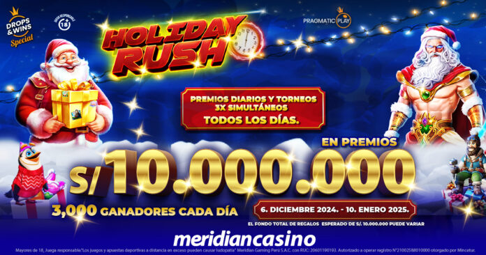 Disfruta las fiestas con Pragmatic Play Holiday Rush de Meridian Casino
