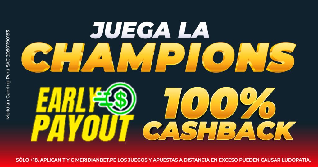 Juega en la Champions League y llévate 100% de cashback en Meridianbet.