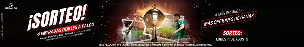 Sorteo palco universitario vs palmeiras meridianbet
