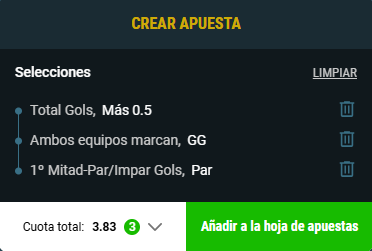 Bet Builder para apuestas en Meridianbet.