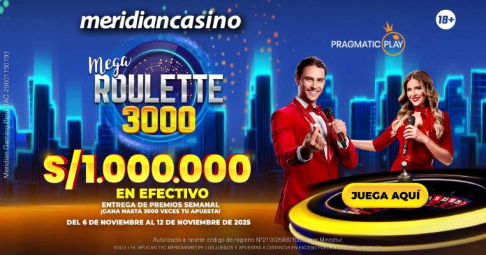 1200X630-MEGA-ROULETTE-3000-meridian-casino Gana premios en efectivo de S/. 1,000,000 jugando Mega Roulette 3000 en Meridian Casino.