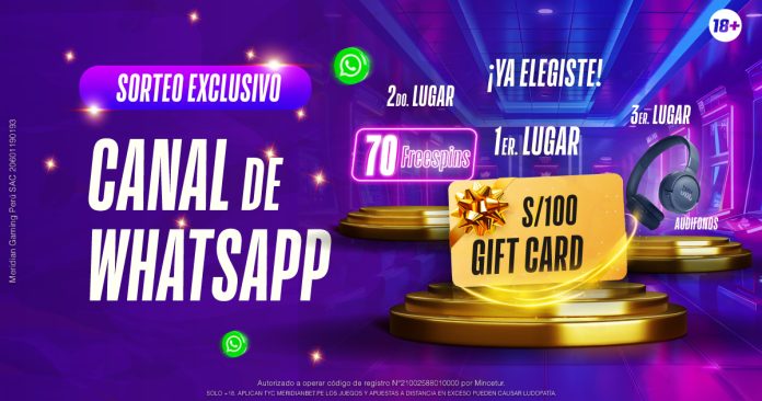 Portada de la nota promocional del Sorteo de Canal de WhatsApp de Meridian Casino.