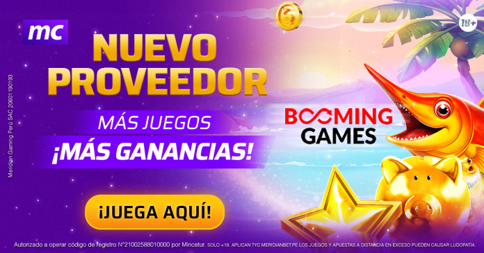 Portada del artículo que presenta a Booming Games como nuevo proveedor de Meridian Casino.