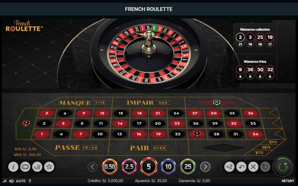 Imagen referencial de la apuesta externa+ pleno en la ruleta.