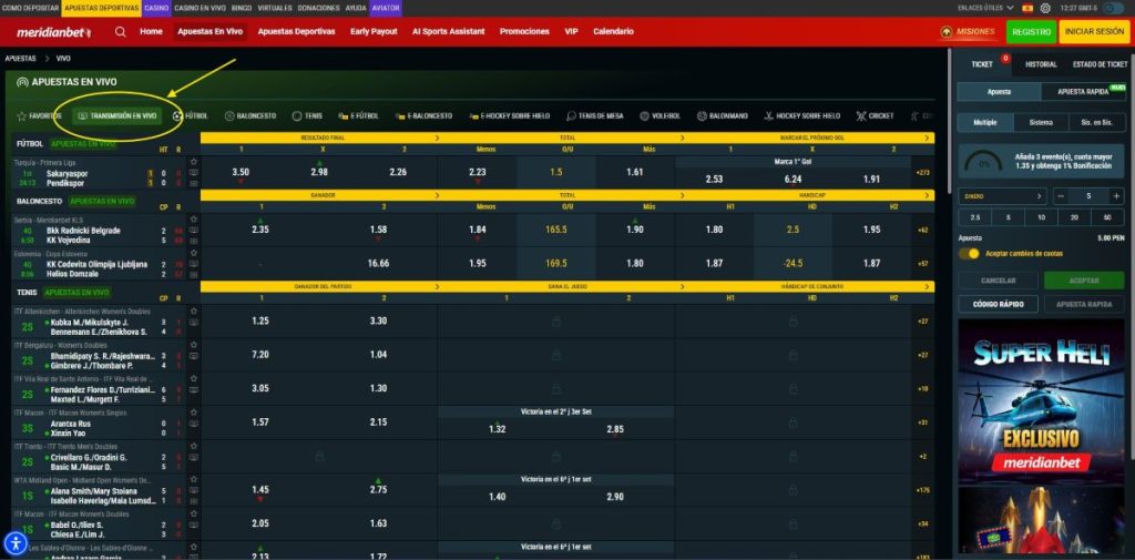 Transmisión en vivo Meridianbet