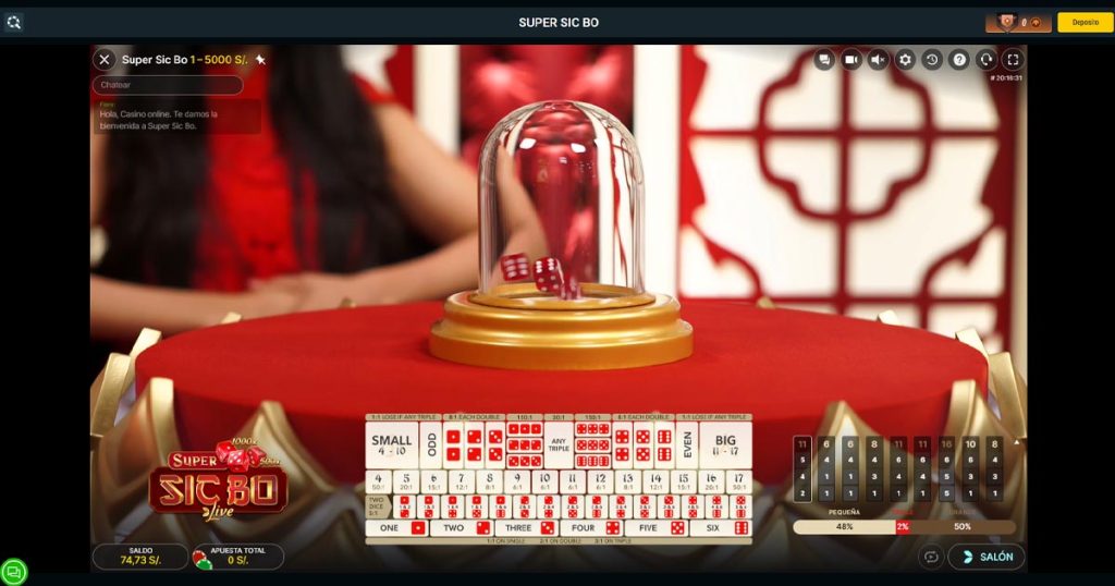 Imagen de Sic Bo en el casino en vivo de Meridian Casino.