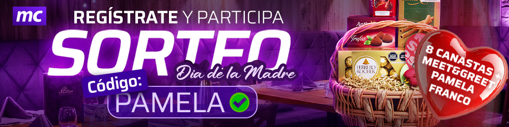 Banner promocional sobre el Meet and Greet con Pamela Franco para celebrar el día de la madre. Meridian Casino.