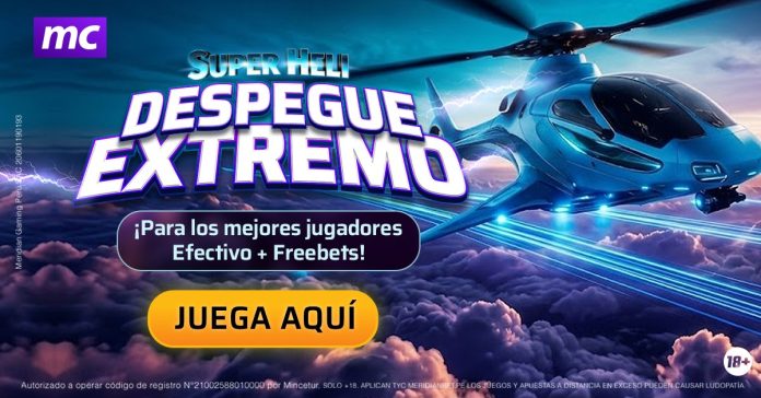 Regístrate en Meridian Casino y podrás ganar grandes premios en efectivo y freebets con el Despegue Extremo de Super Heli.