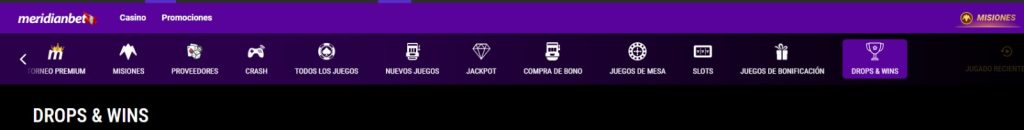 Drops & Wins de Meridian Casino.
