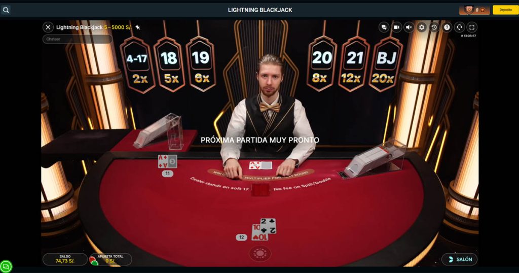 Imagen del juego Lightning Blackjack en la plataforma de Meridian Casino.